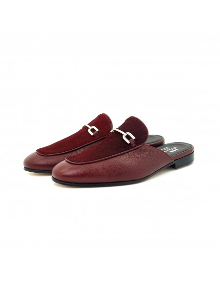 Mateo Neri Dark Red Skin(Leather) Half Shoes