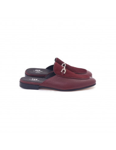 Mateo Neri Dark Red Skin(Leather) Half Shoes